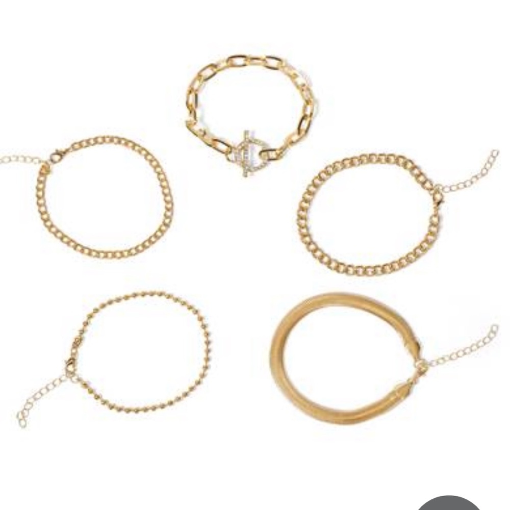 Chain Bracelet Set colorGold Brand New